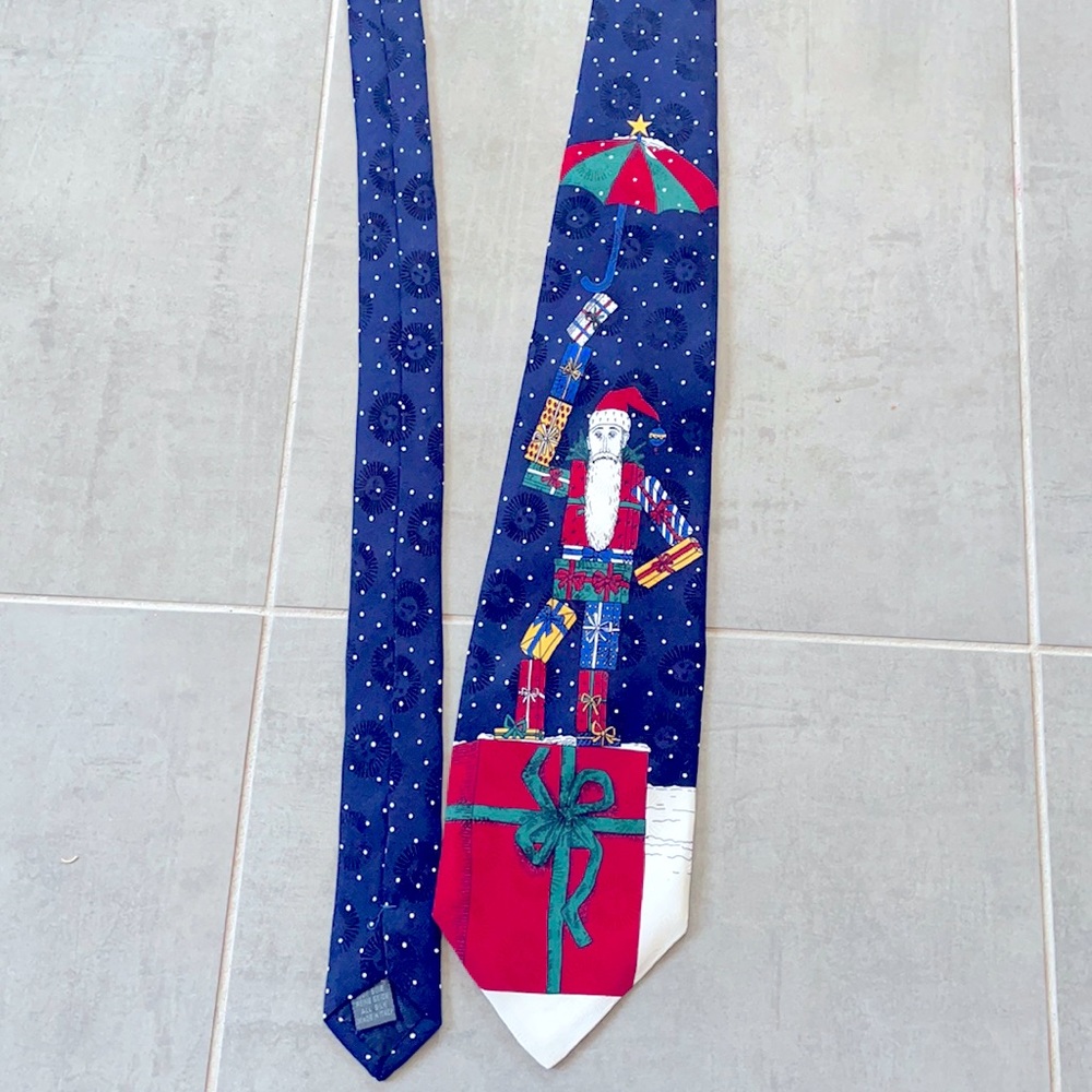 Santa present Italian Silk Tie. Ho ho ho